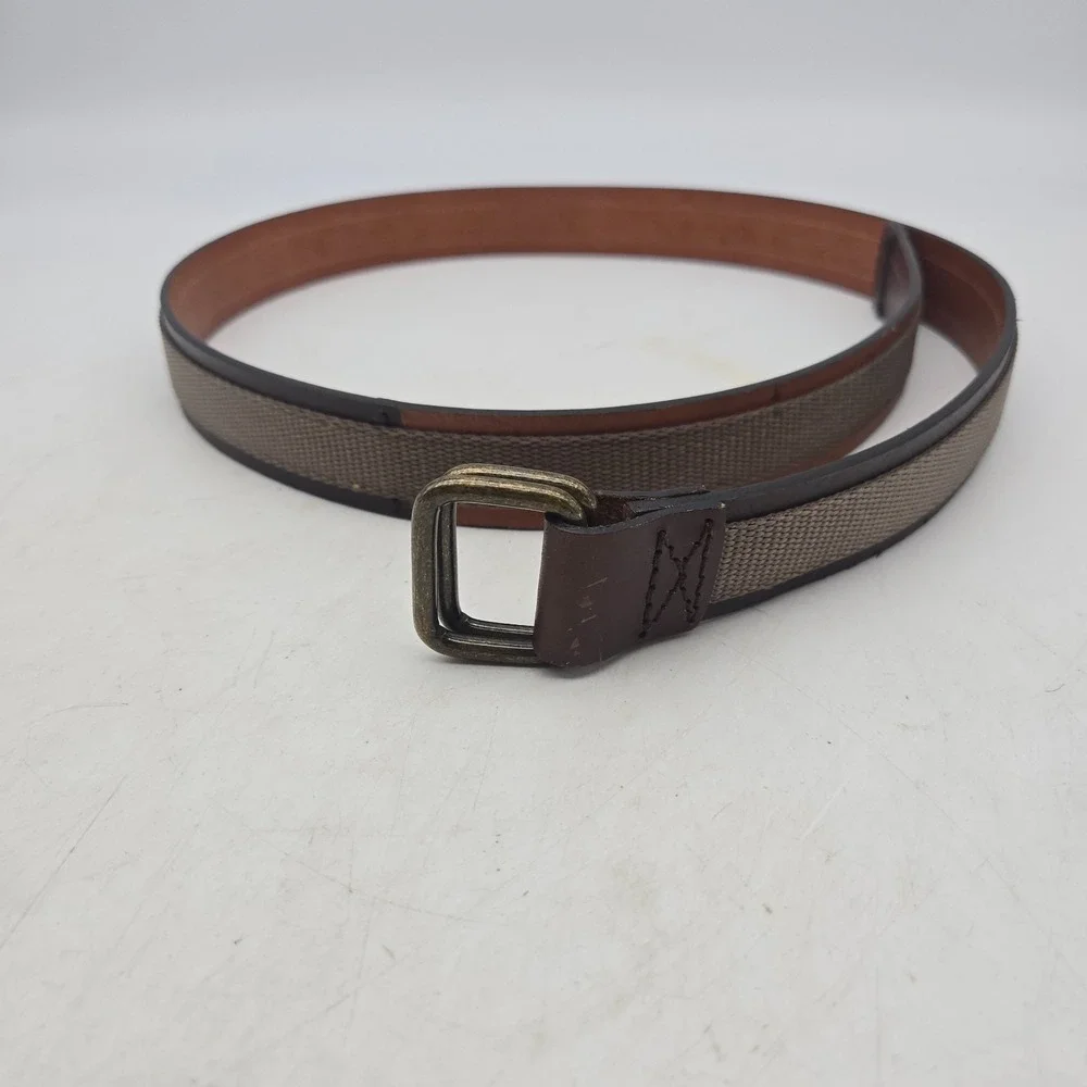 Structure Belt Brown Leather Nylon Tactical Mens 36 Bronze Buckle NWOT